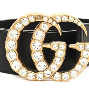 Calfskin Crystal Double G 55mm Belt 75 30 Black